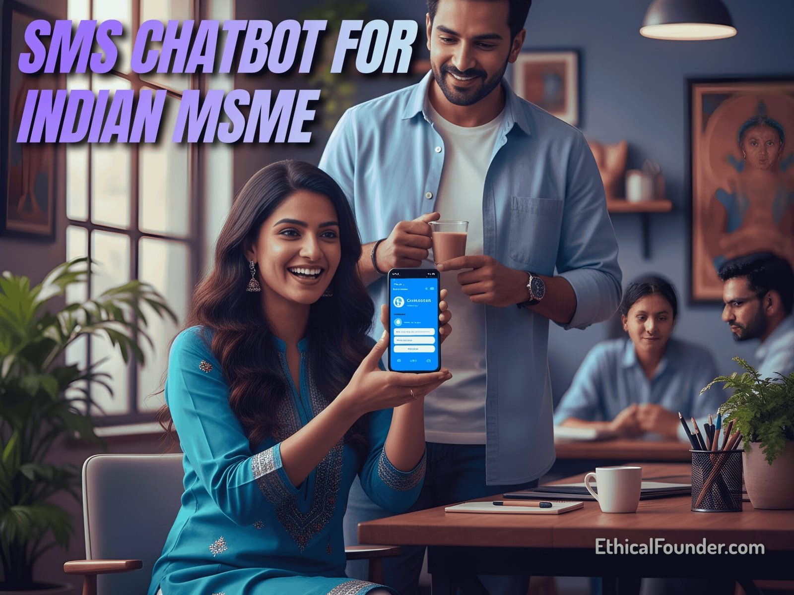 SMS Chatbot for Indian MSMEs, Unlock universal reach with the SMS Chatbot for Indian MSMEs. Leverage AI text messaging for instant support, lead capture, and growth, built specifically for Indian budgets by Ethical Founder.