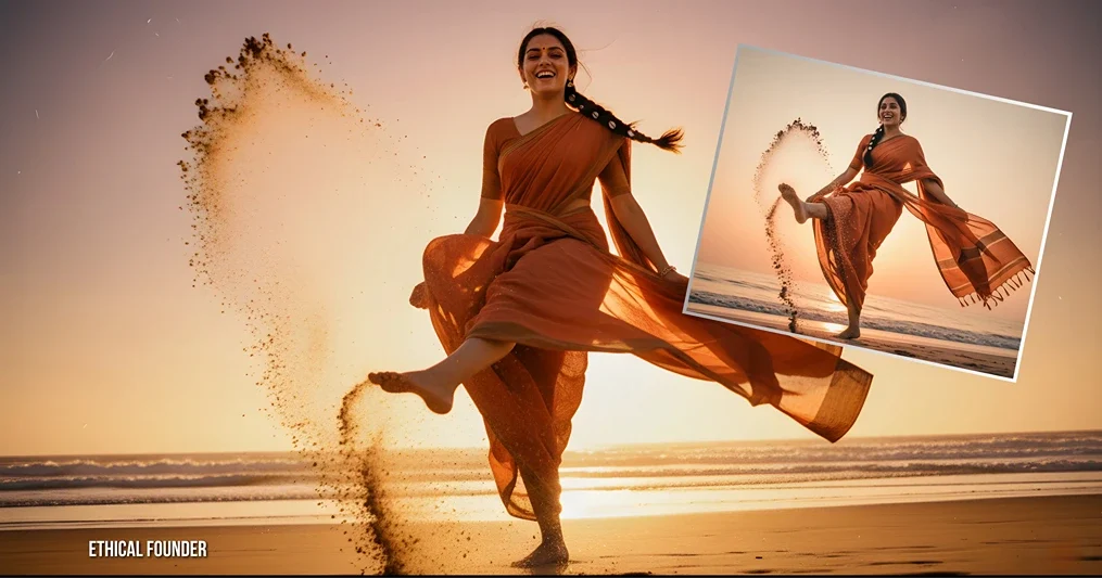 Stunning Gemini Image Prompts for Women, Beach Lifestyle Saree Images - Gemini Prompts for Women Entrepreneurs and women Content Creators With Google Gemini Image Editor.