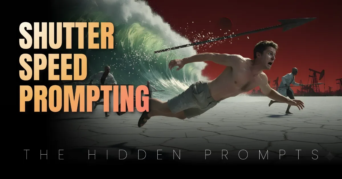 A dynamic FREE Google Gemini AI Image Prompts result showing a man diving from a tsunami, demonstrating perfect shutter speed/motion blur.