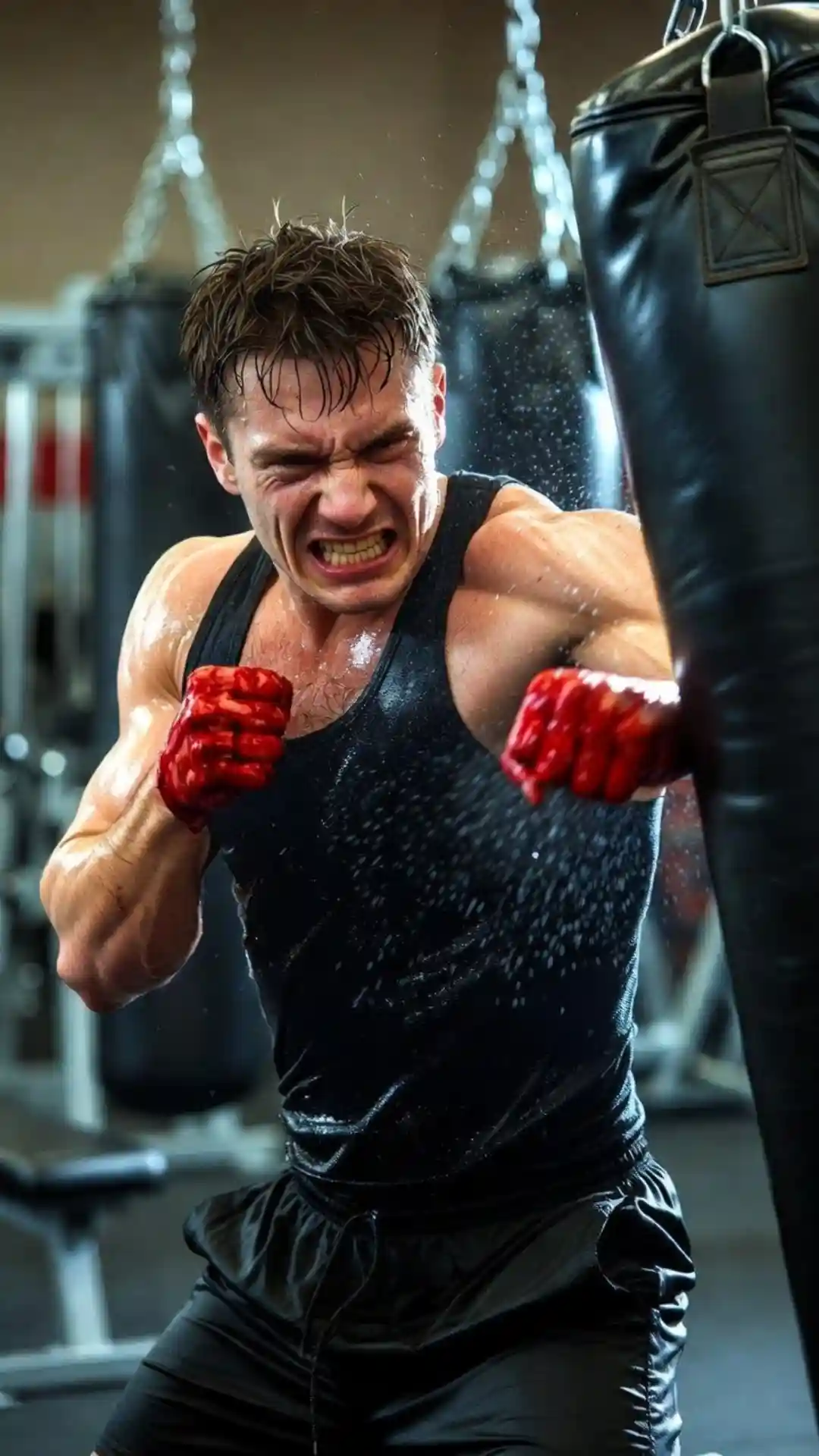 Grok AI image editing prompt boxing gym therapeutic rage with men's wellness content