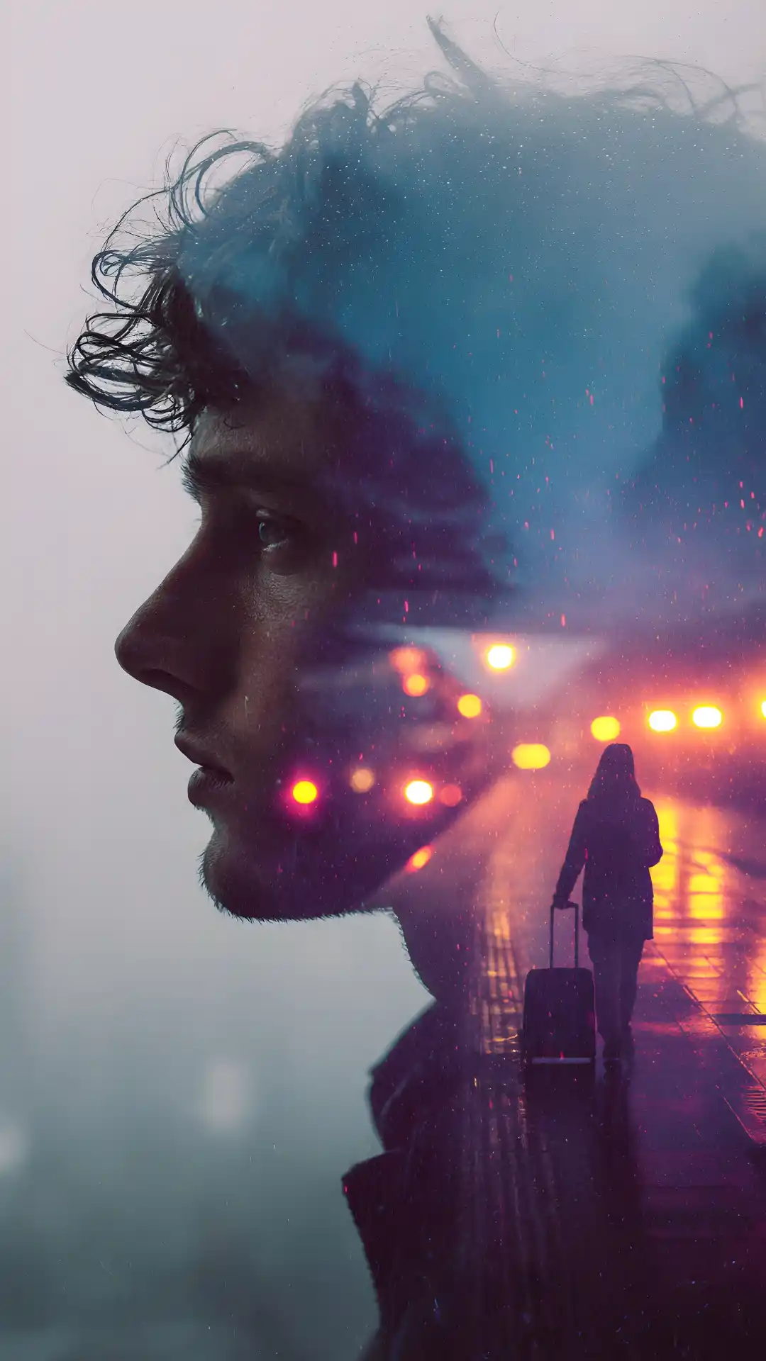 The emotional Gemini Prompt blends the boy's tearful profile with the ex's rainy distance, creating an intense Sad Boy Prompt Gemini and powerful Cinematic Sad Boy Prompt.