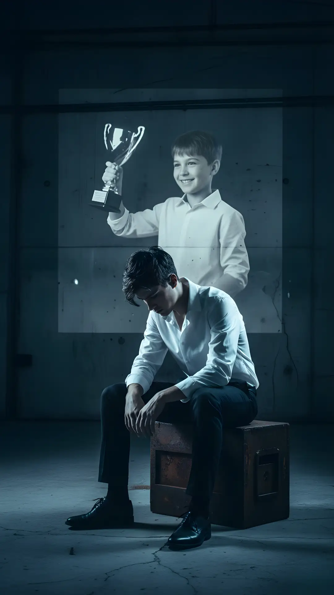 We used a high-contrast Gemini Prompt to get this amazing Sad Boy Dp Hd image of a boy haunted by his past success, perfect for a Moody Sad Boy Pic