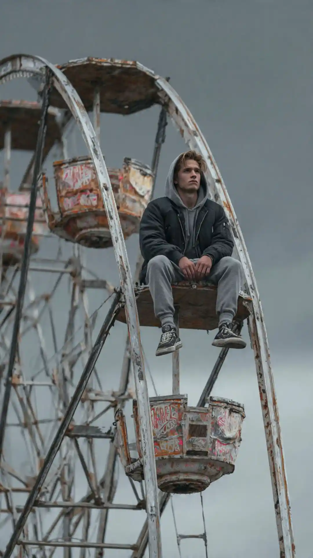 Grok AI photo editing prompt abandoned amusement park with melancholic atmosphere symbolic defeat