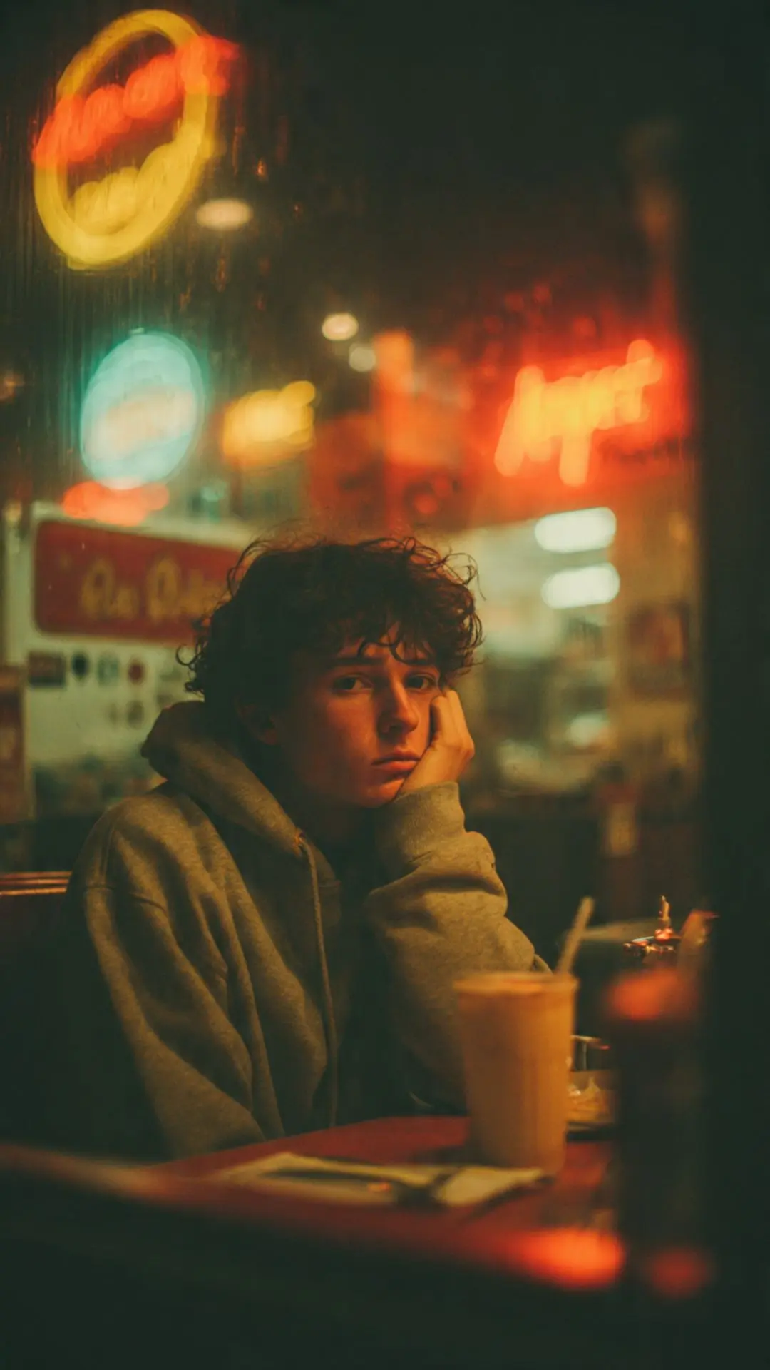 Grok AI photo editing prompt 3am diner isolation with film noir lighting aesthetic