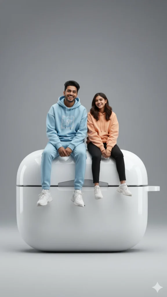 Best surreal prompts for couple and Cinematic Zoomer Style TRENDING Gemini prompt for miniature couple on AirPods Gen Z.