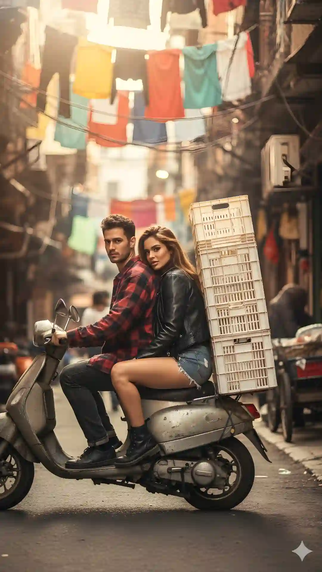 Best Gemini AI Aesthetics for next-gen AI visuals for youth streetwear brands featuring a scooter crate balance.