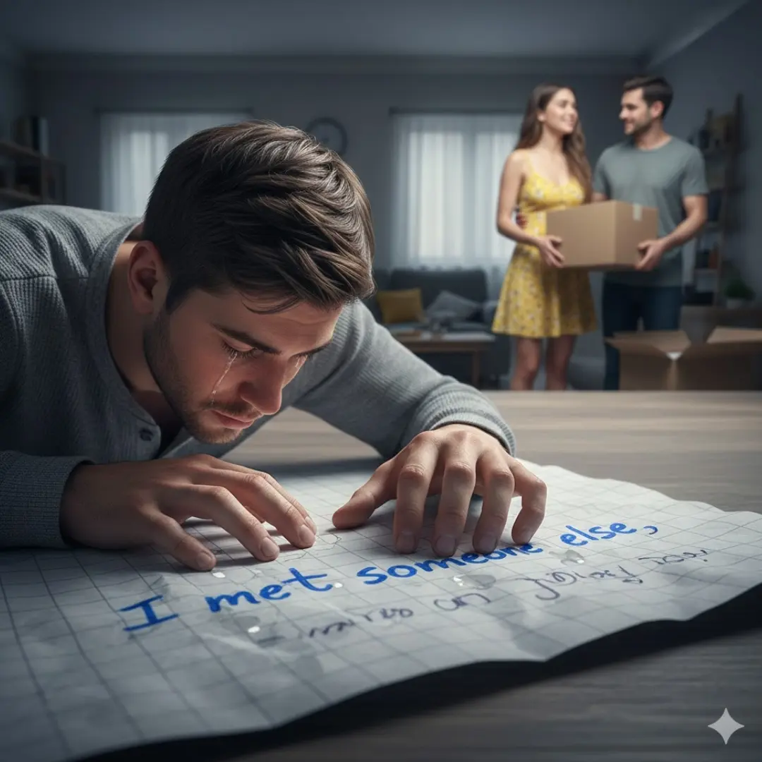Viral Sad prompt for Gemini boy copy and paste showing sad boy dp collapsed on a breakup note, encouraging Growth and to Believe.
