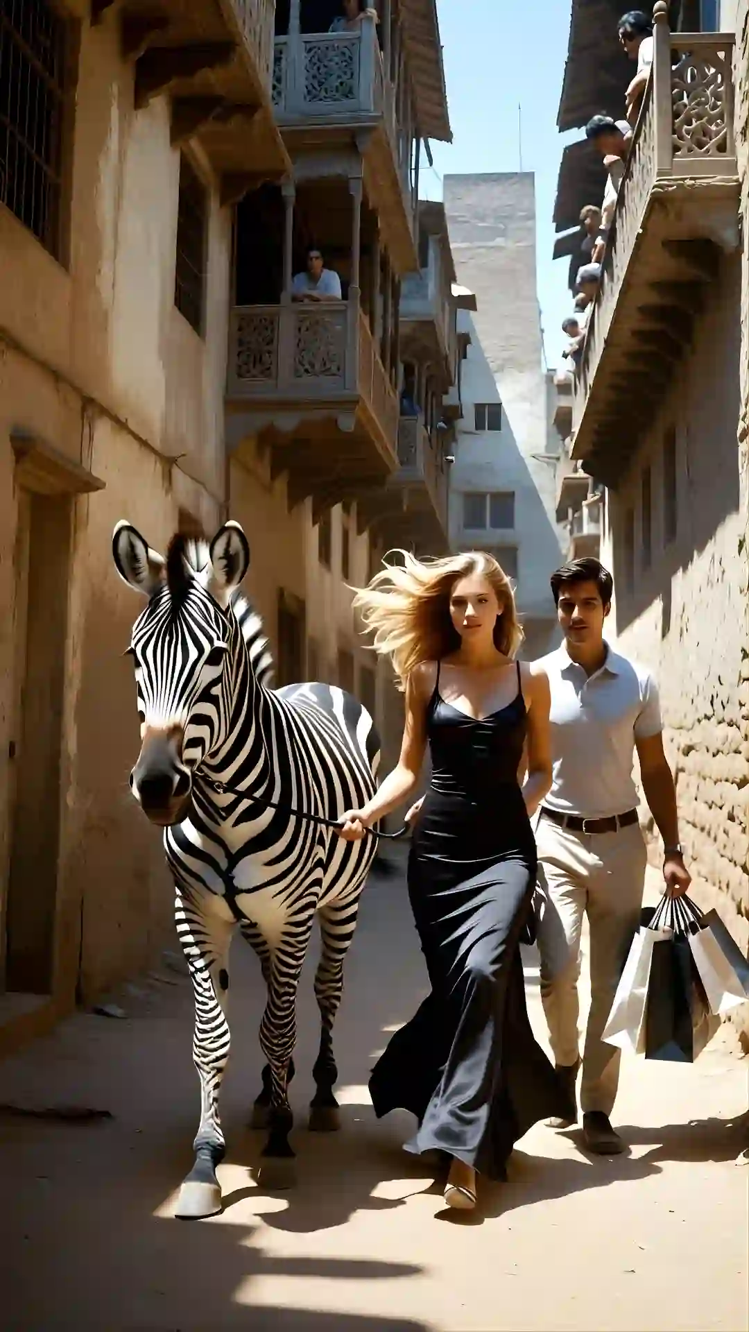 TOP Gemini AI Aesthetics prompt for a high-fashion Gen Zoomer editorial AI prompts zebra walk.