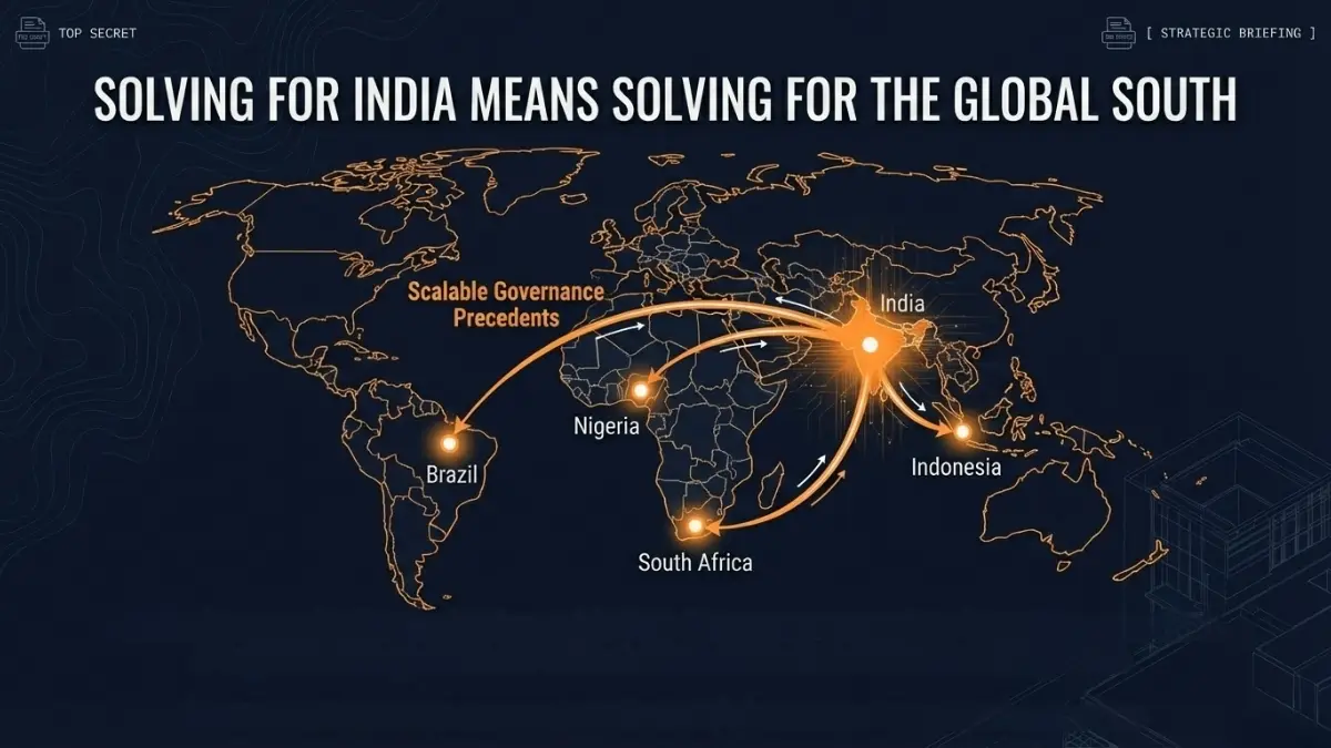 An infographic illustrating an open and interoperable digital public infrastructure for all nations.