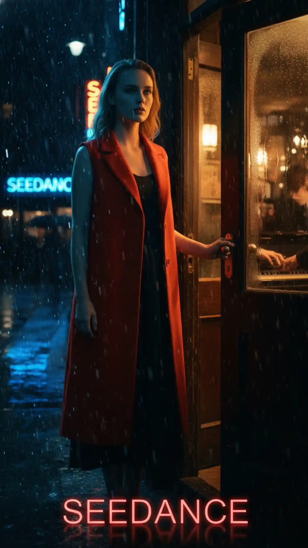 Rainy London Street (Seedance 2.0 Lighting Transition, Exterior to Interior)