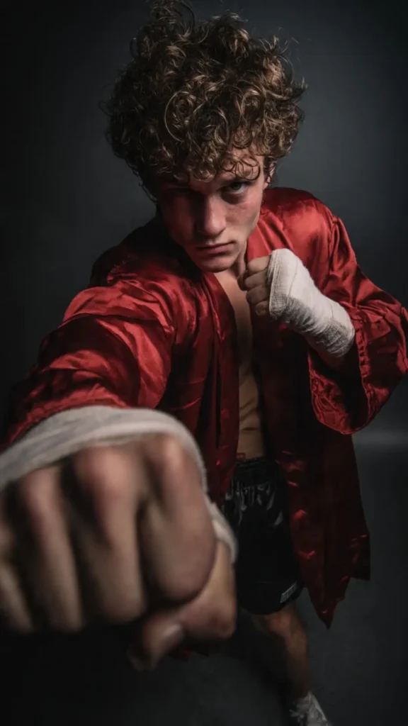 Nano Banana 2 boy attitude Prompt representing a viral Social Media Aesthetic in boxing stance.