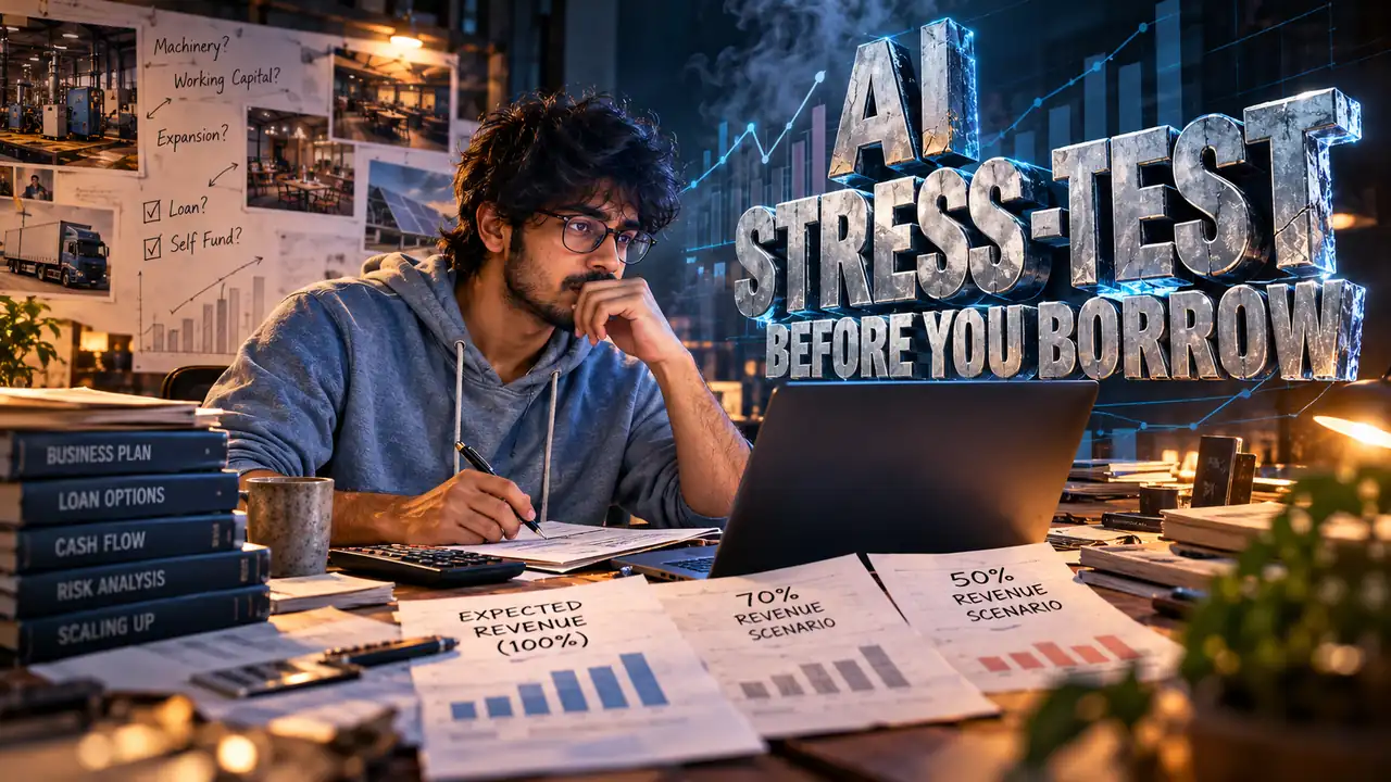 Business Ideas That Need a Bank Loan, and the Ones That Never Should Borrow 7 Business Ideas That Need a Bank Loan, and the Ones That Never Should Borrow AI stress-test for business ideas that need a bank loan: a founder compares 100 percent, 70 percent and 50 percent revenue scenarios before borrowing, Siva Charan of Ethical Founder