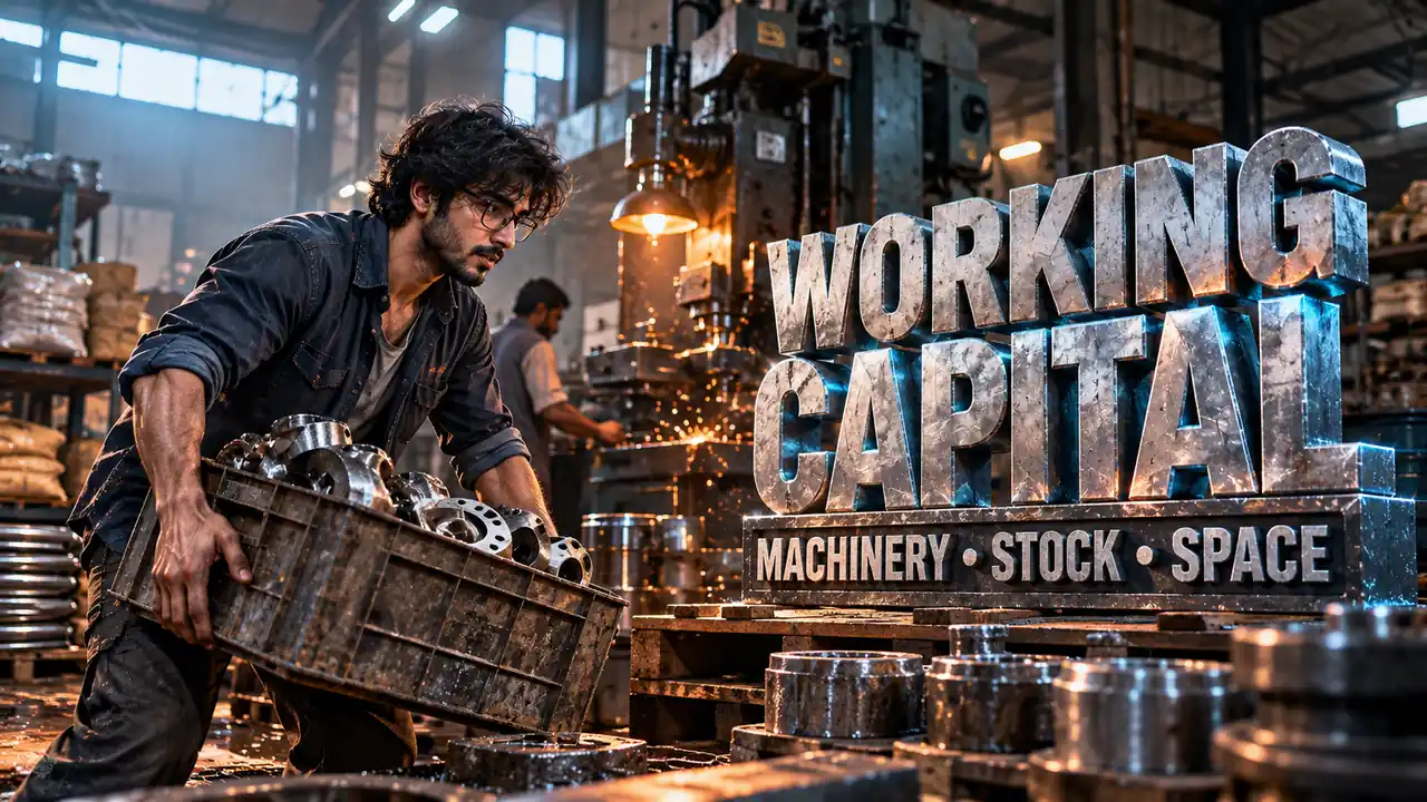 Business Ideas That Need a Bank Loan, and the Ones That Never Should Borrow 4 Business Ideas That Need a Bank Loan, and the Ones That Never Should Borrow Business ideas requiring working capital or machinery: a small manufacturer in India carries a crate of parts beside a press machine, Siva Charan of Ethical Founder on machinery, stock and space costs